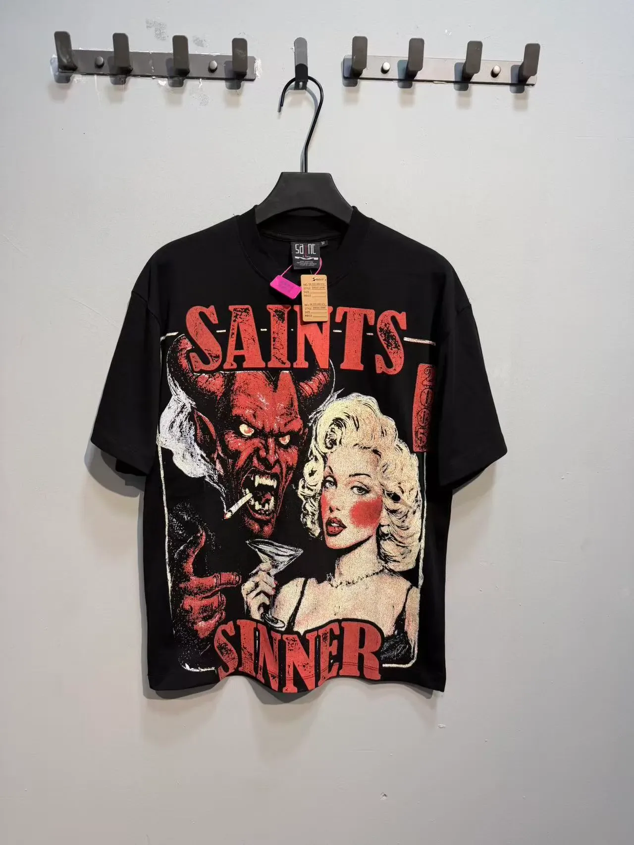 Black Red Graphic-Print Oversized Fit T-Shirt 6