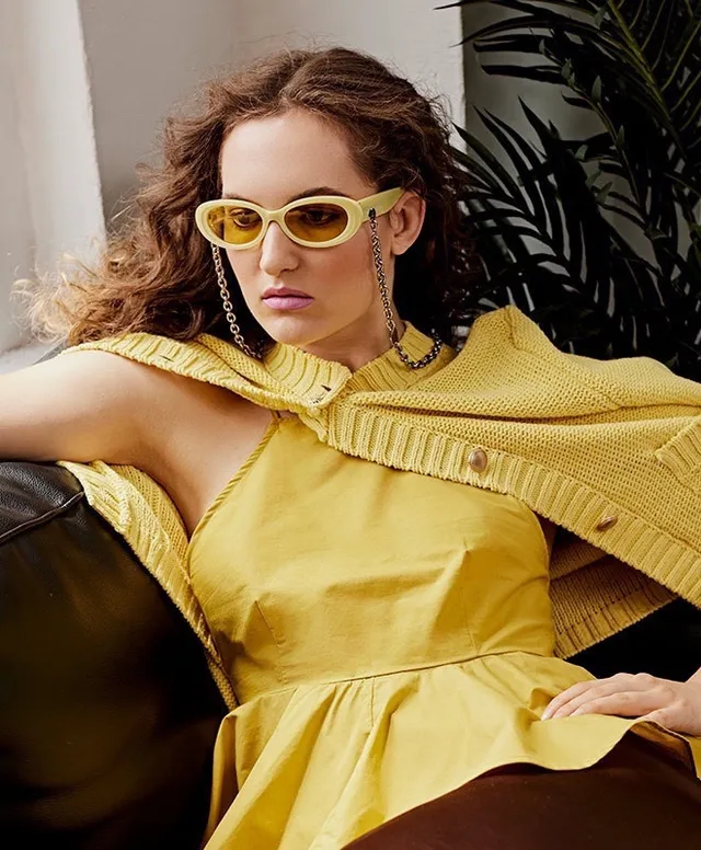 Black Silver Oval-Shaped Frame Thin Sunglasses 8