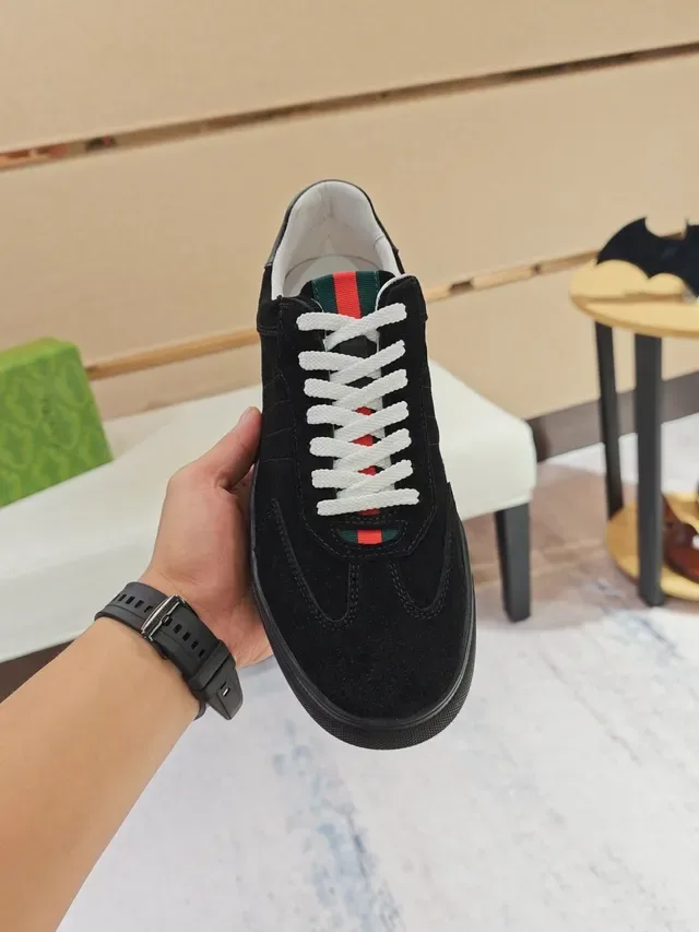 Black Suede Low-Top Lace-Up Sneaker 6