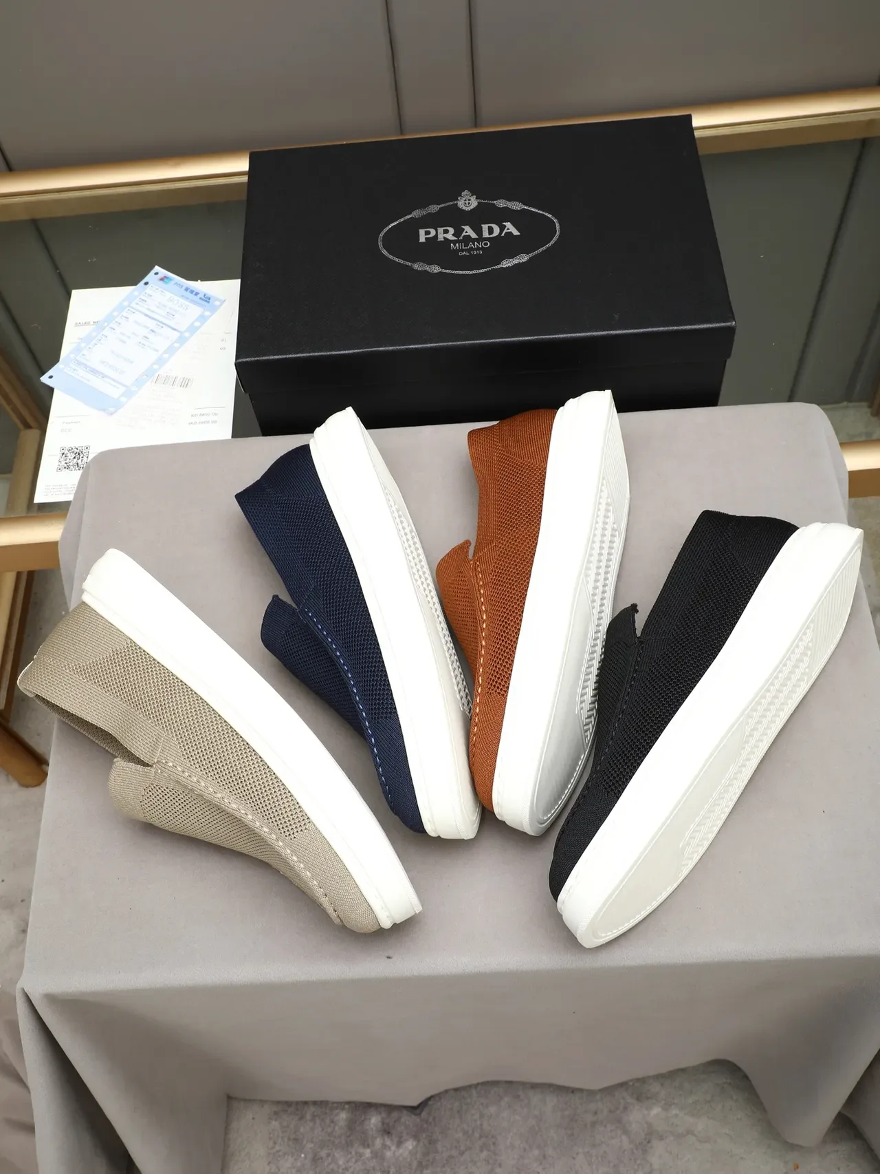 Black White Knit Upper Elasticated Slip-On Loafer 2