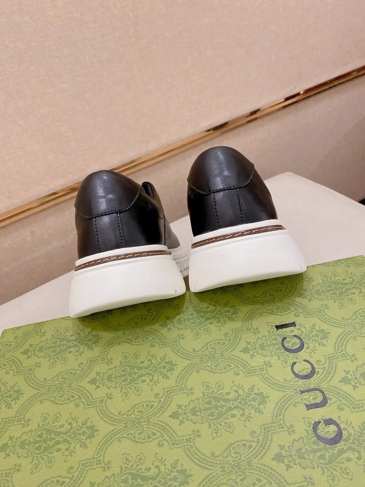 Black White Leather Upper Perforated Side Panel Sneakers 3
