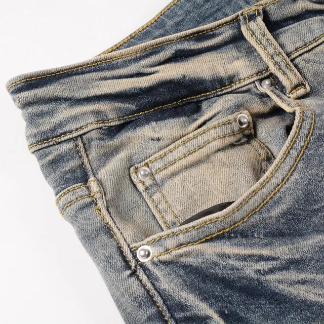 Blue Black Light-Wash Distressed Slim-Fit Jeans 3
