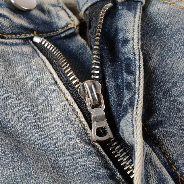 Blue Black Light-Wash Distressed Slim-Fit Jeans 4