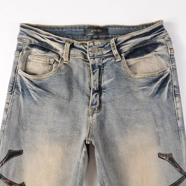 Blue Black Light-Wash Distressed Slim-Fit Jeans 6