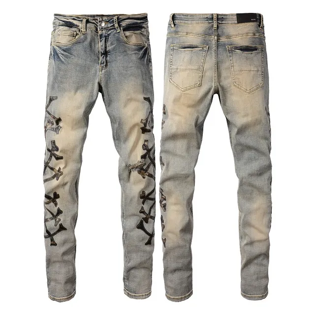 Blue Black Light-Wash Distressed Slim-Fit Jeans 7