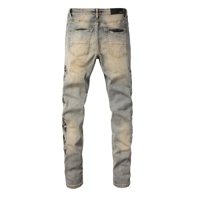 Blue Black Light-Wash Distressed Slim-Fit Jeans 8