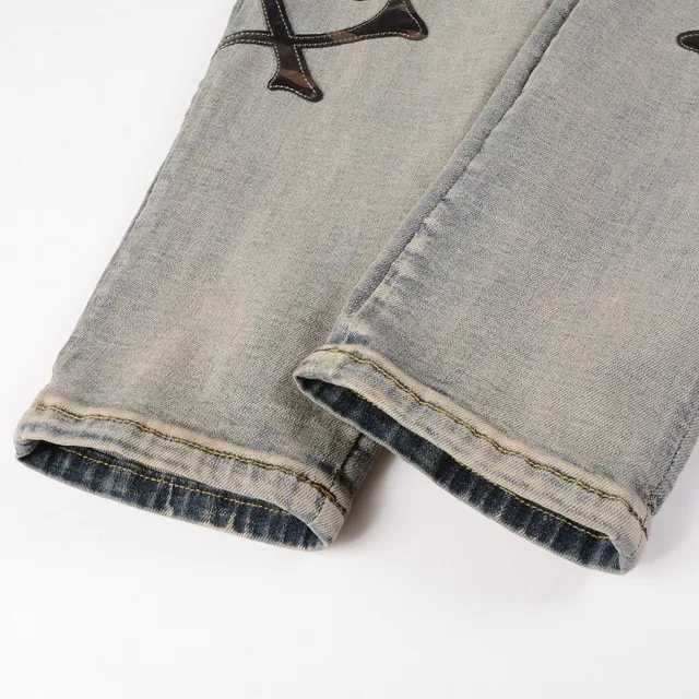 Blue Black Light-Wash Distressed Slim-Fit Jeans 14