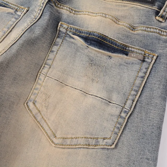 Blue Black Light-Wash Distressed Slim-Fit Jeans 16