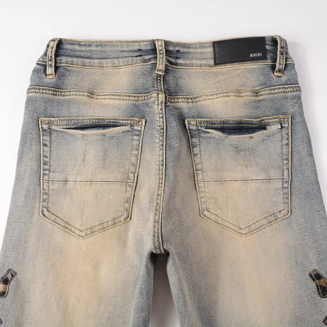 Blue Black Light-Wash Distressed Slim-Fit Jeans 17