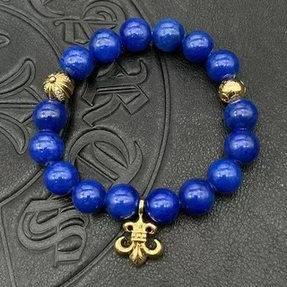 蓝色金色串珠弹力手链 5