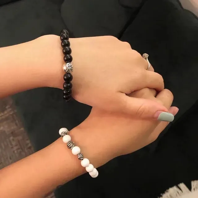 蓝色金色串珠弹力手链 7