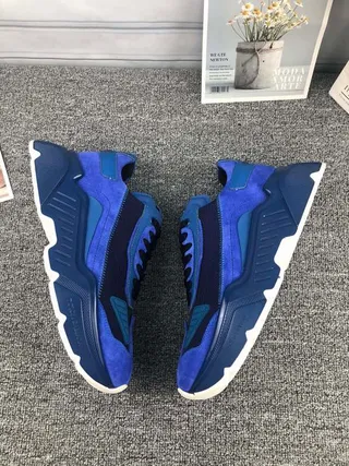 Blue Navy Oversized Sculpted Sole Multi-Panel Suede And Synthetic Construction Chunky Sneakers 5