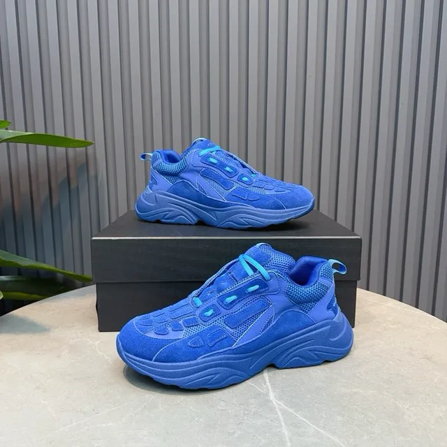 Blue Oversized Sculpted Midsole Layered Synthetic/mesh Upper Chunky Sneakers 9