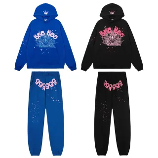 Blue Pink Oversized Fit Graphic-Print Tracksuit