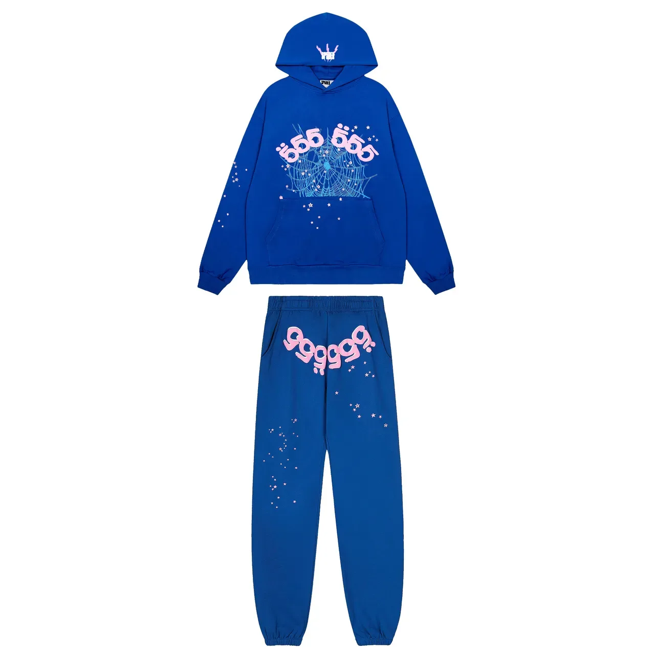 Blue Pink Oversized Fit Graphic-Print Tracksuit 2