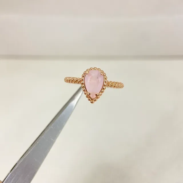 Boucheron Pear-Shaped Pink Stone Beaded Bezels Ring 3