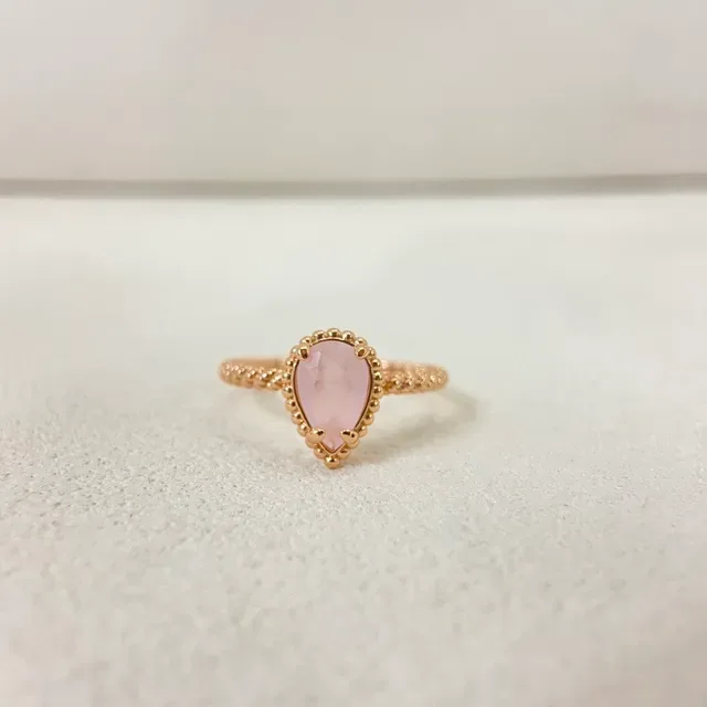Boucheron Pear-Shaped Pink Stone Beaded Bezels Ring 4