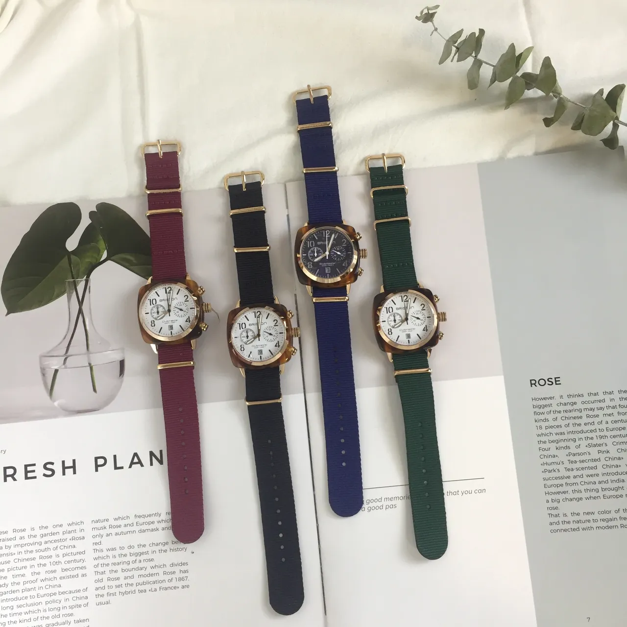 Briston Clubmaster Chronograph وجهة بيضاء حزام ناتو أسود NATO Strap ساعة ميكانيكية 2