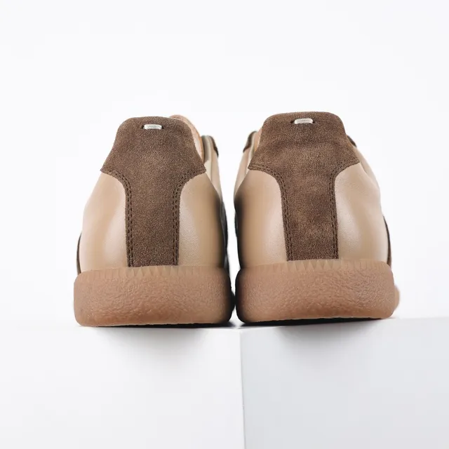 Brown and Beige Two-Tone Suede Leather Lifestyle Sneakers 8