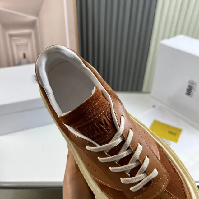Sneaker Lifestyle à Plateforme en Daim et Cuir Marrón et Crème 3