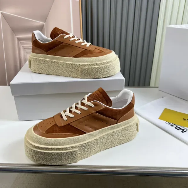 Sneaker Lifestyle à Plateforme en Daim et Cuir Marrón et Crème 7