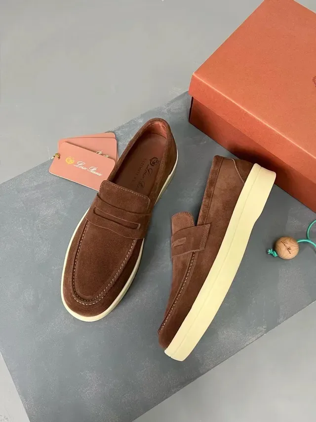 Brown Beige Suede Upper Penny Strap Loafer 4