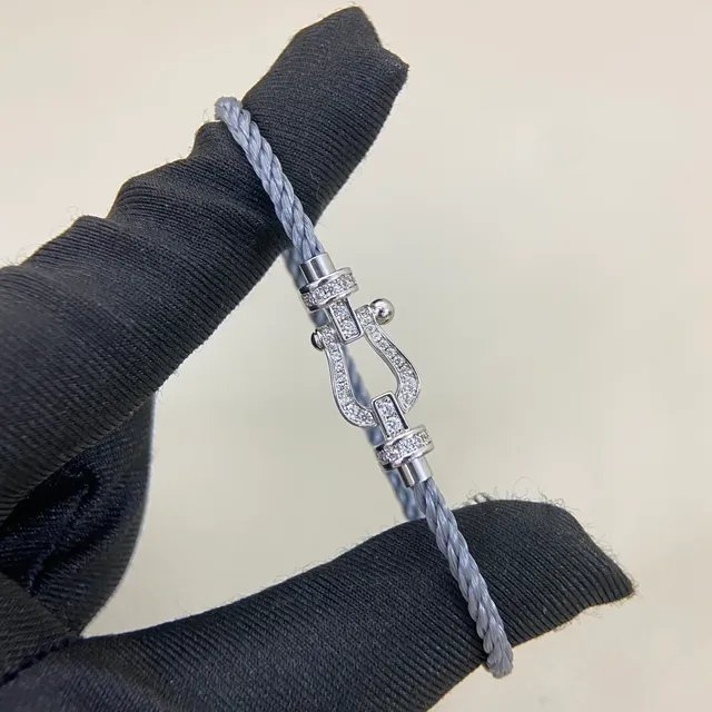 Brown Blue Braided Cord Horseshoe-Shaped Clasp Bracelet 5
