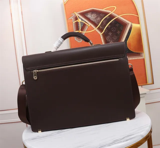 Brown Croc-Embossed and Smooth Leather Briefcase-Style Handbag 3