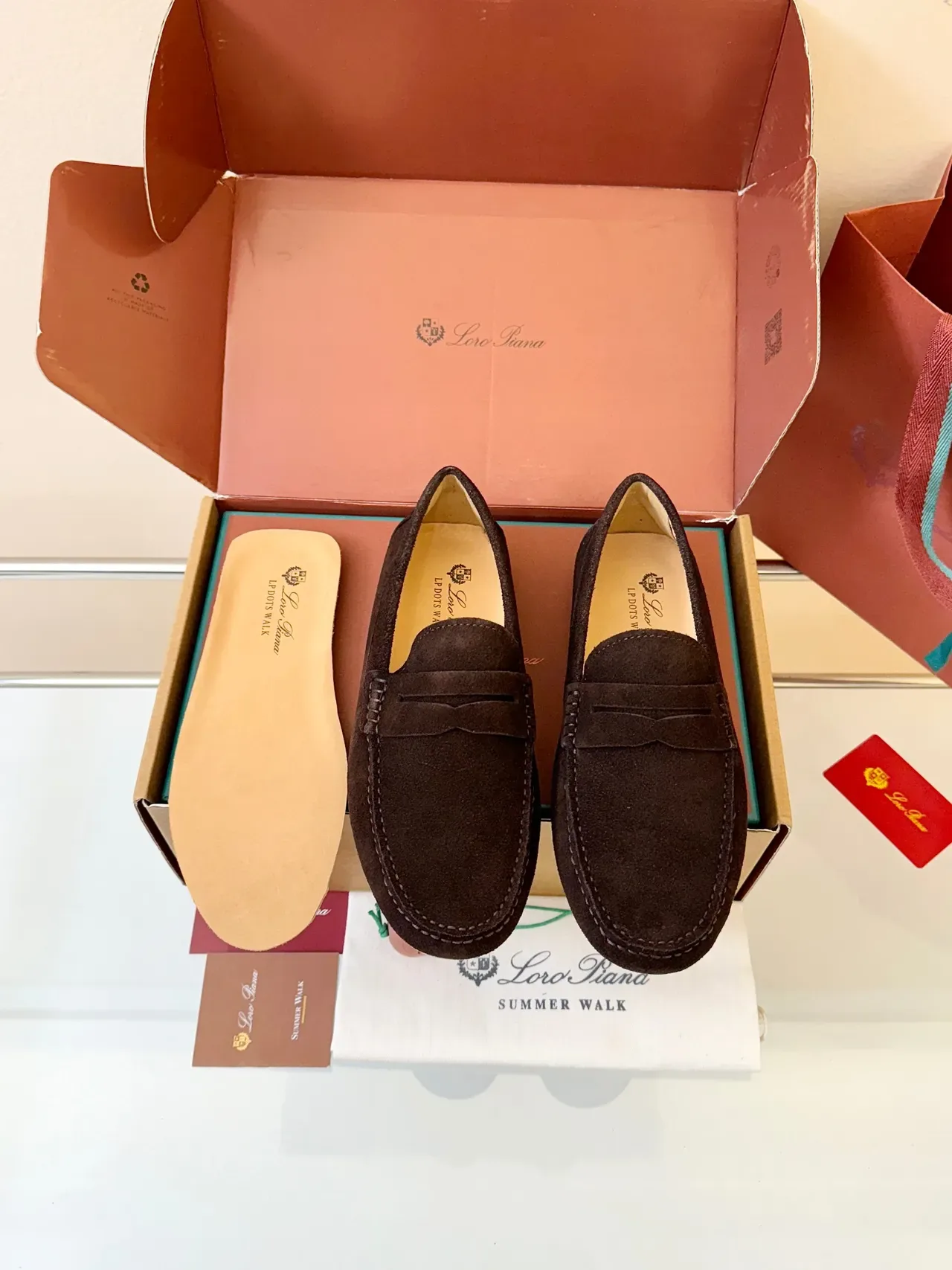 Brown White Suede Upper Penny Strap Loafer 6