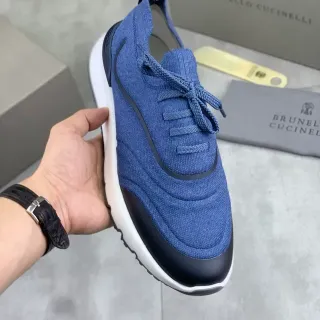 Brunello Cucinelli سنيكر لايف ستايل أزرق محبوك