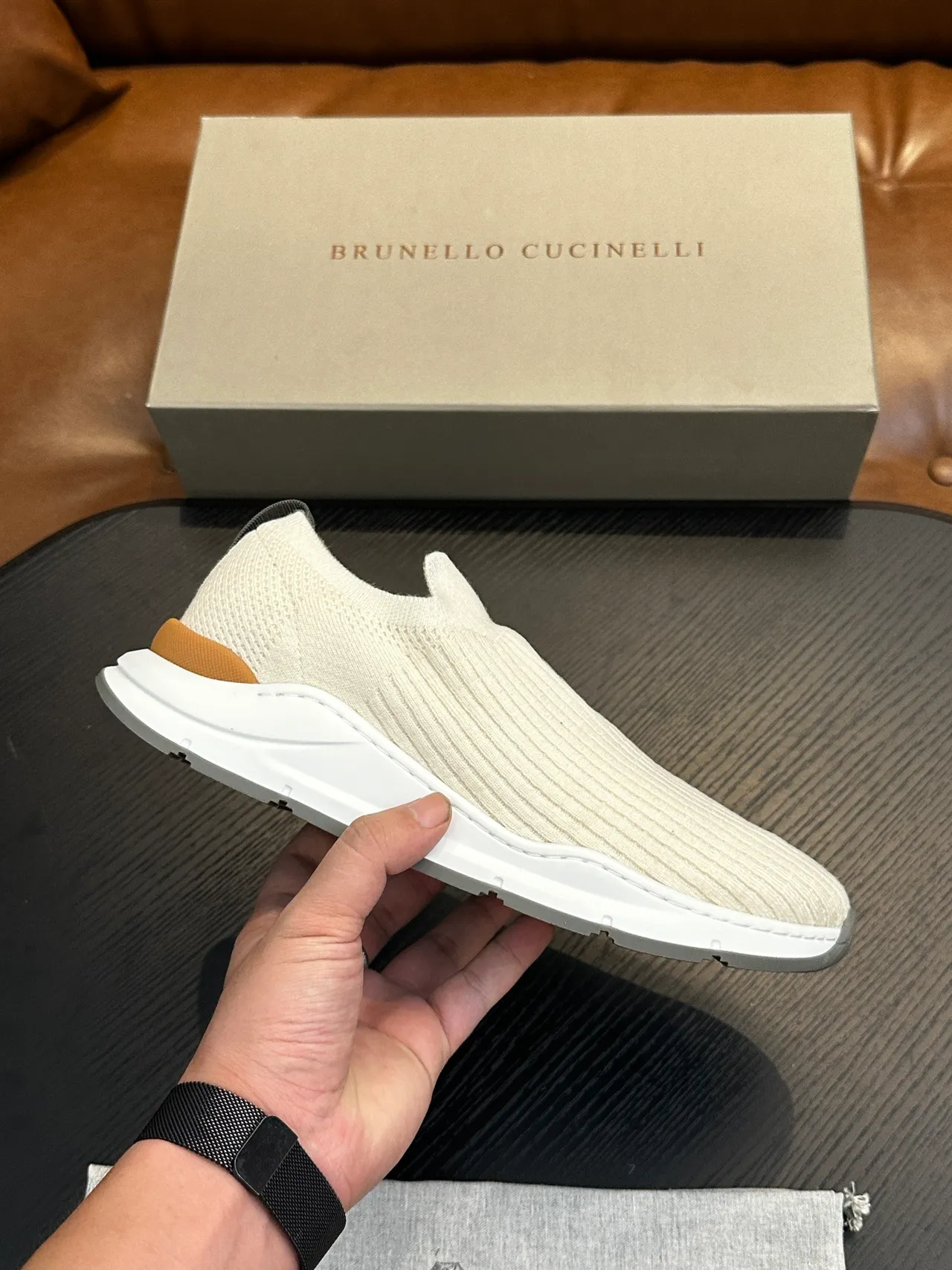 Brunello Cucinelli রিবড নিট স্লিপ-অন ক্যাজুয়াল জুতো 2