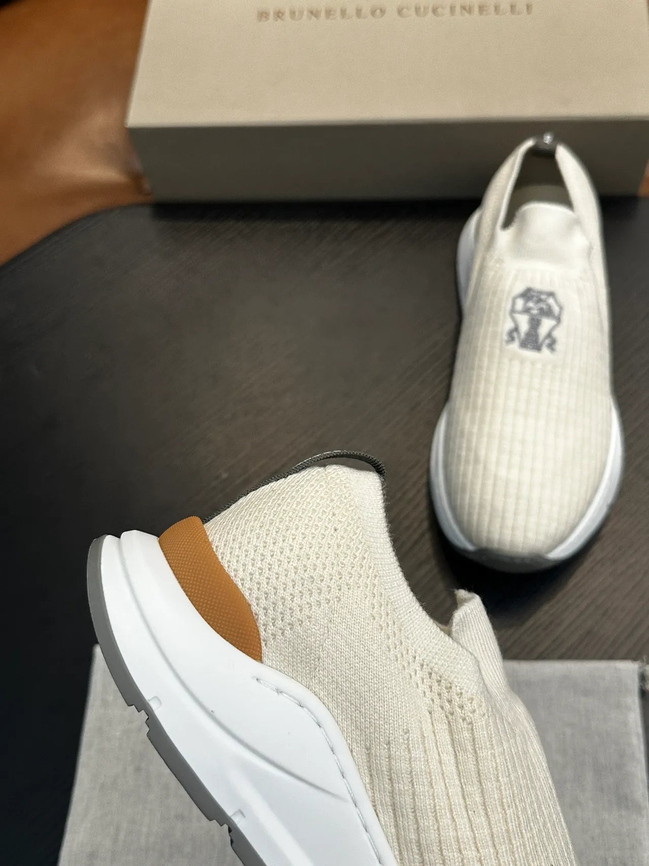 Brunello Cucinelli রিবড নিট স্লিপ-অন ক্যাজুয়াল জুতো 7