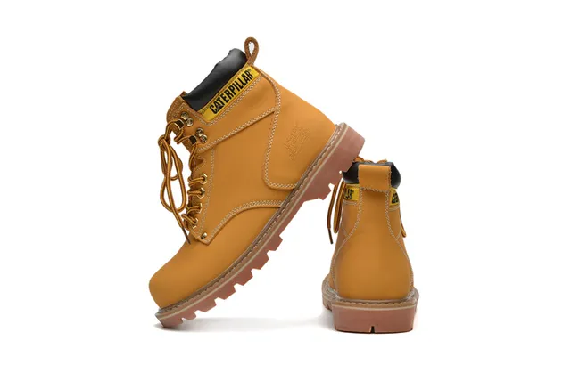 Botas de Trabajo Caterpillar Cuero Tan Cuello acolchonado Suela Lug Rugged Botas de Trabajo 3