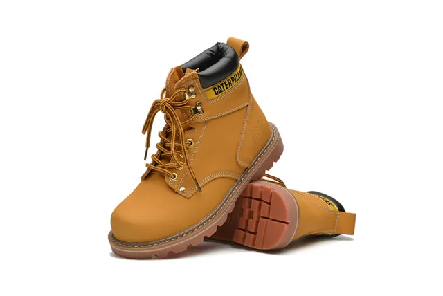Botas de Trabajo Caterpillar Cuero Tan Cuello acolchonado Suela Lug Rugged Botas de Trabajo 4