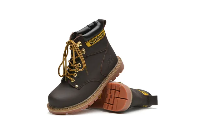 Botas de Trabajo Caterpillar Cuero Tan Cuello acolchonado Suela Lug Rugged Botas de Trabajo 16