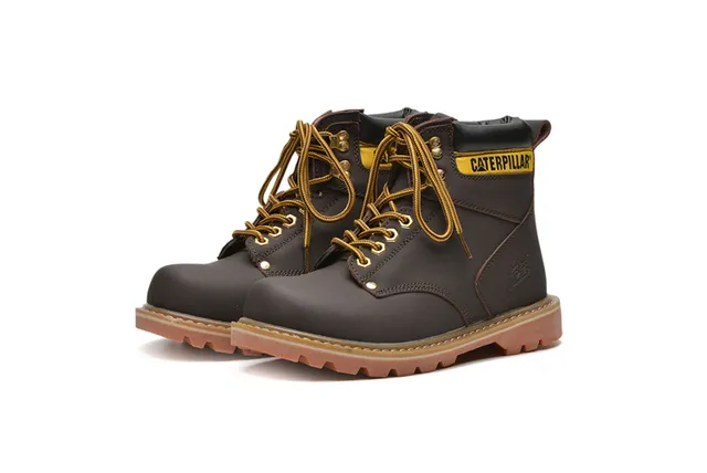 Botas de Trabajo Caterpillar Cuero Tan Cuello acolchonado Suela Lug Rugged Botas de Trabajo 17