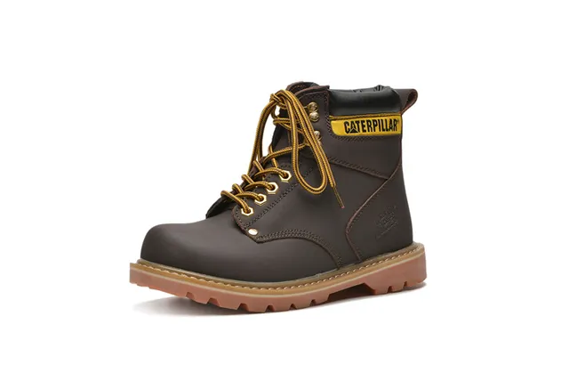 Botas de Trabajo Caterpillar Cuero Tan Cuello acolchonado Suela Lug Rugged Botas de Trabajo 18