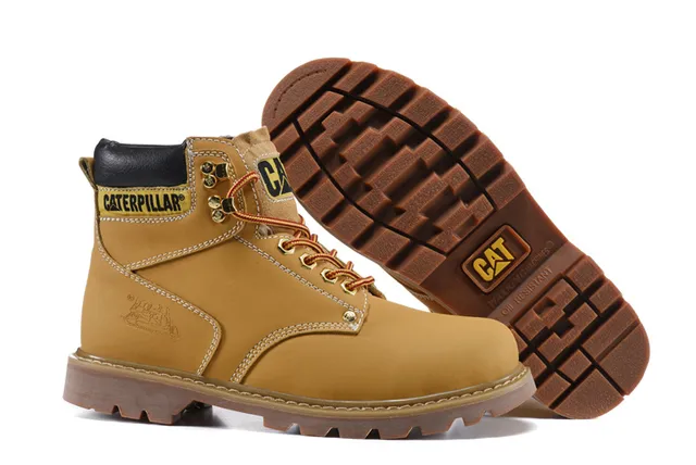 Botas de Trabajo Caterpillar Cuero Tan Cuello acolchonado Suela Lug Rugged Botas de Trabajo 23
