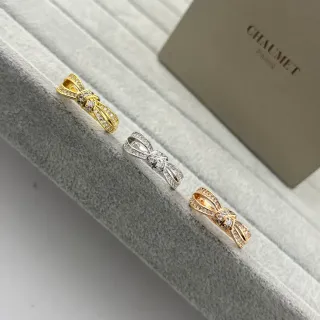 CHAUMET সোনা-রূপার বাও-শেপড Pavé-Set ইয়ারিংস