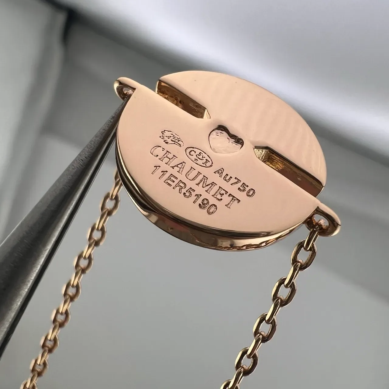 CHAUMET Liens أساور سلسلة ذهبية بإنمل دائري وماس X 2