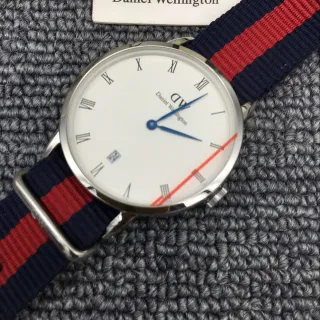 Daniel Wellington Classic White Dial Navy Red NATO Strap Quartz Watch