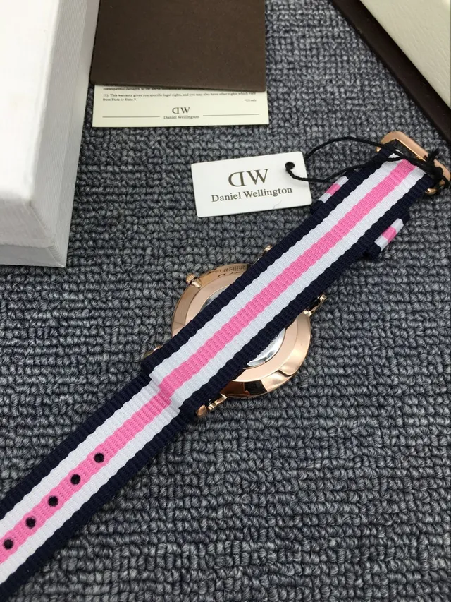 Daniel Wellington 白色粉色极简表盘 玫瑰金色表壳 石英手表 2