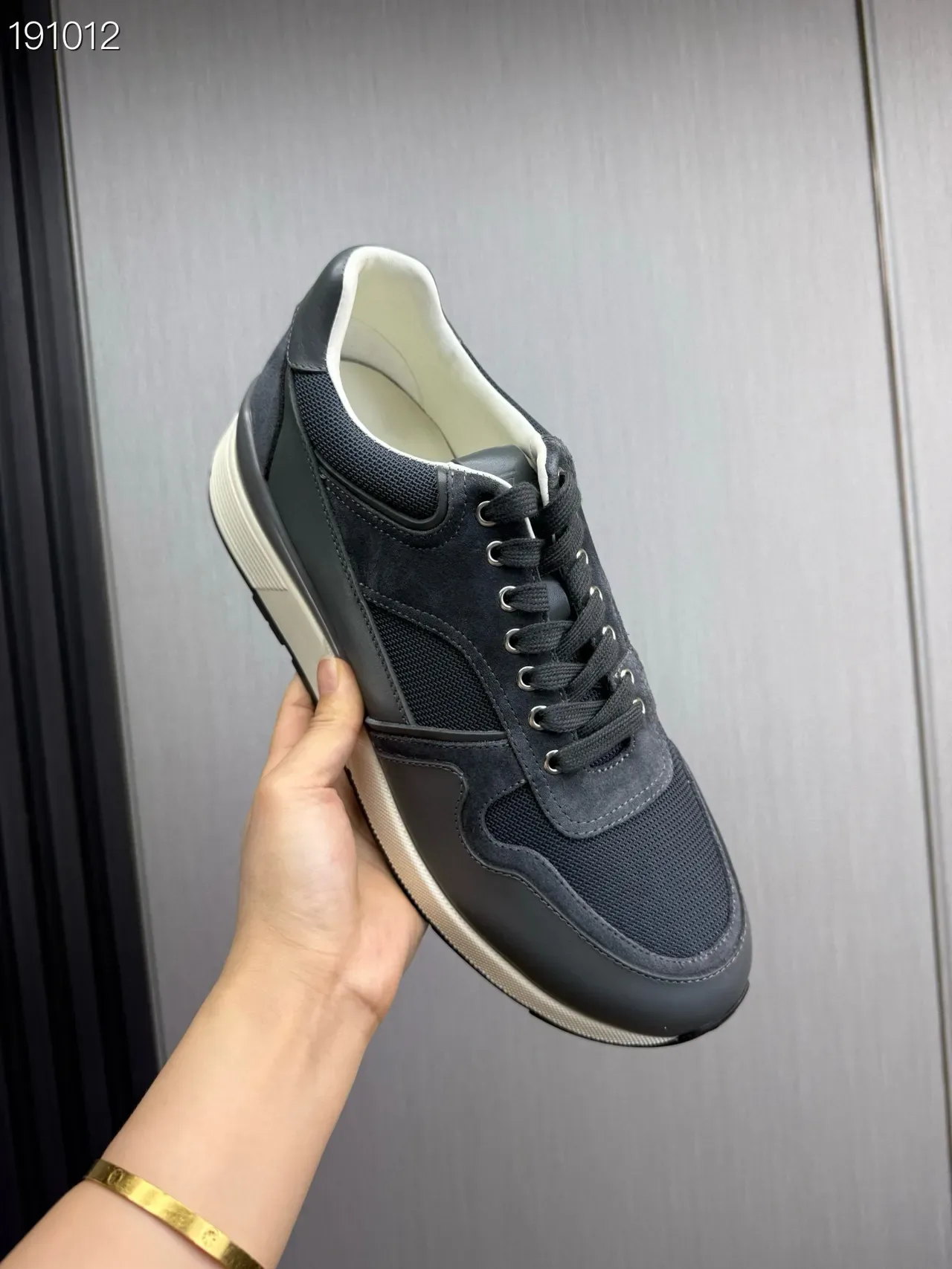 Dark Gray Suede and Mesh Lifestyle Sneaker 4