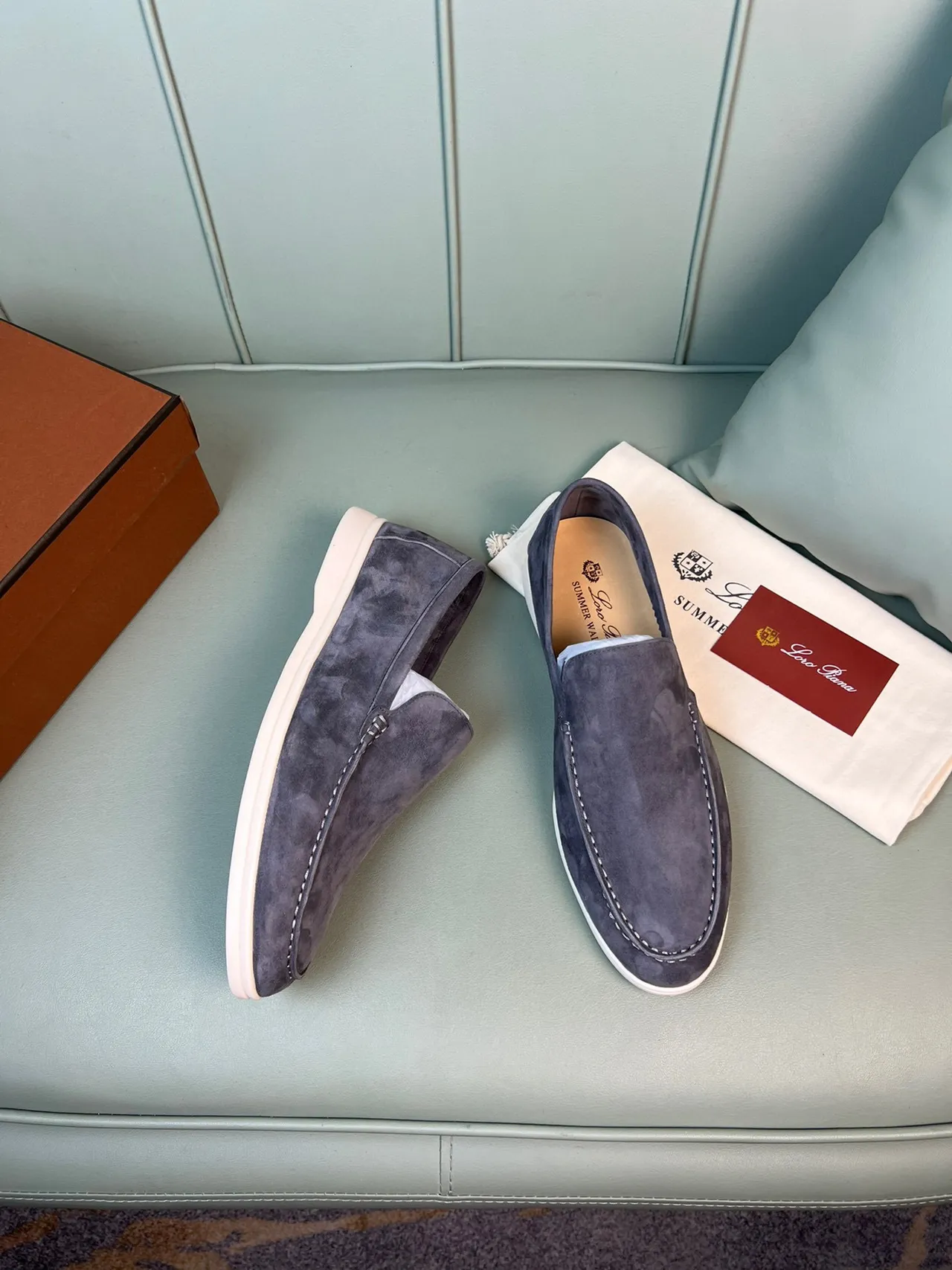 Dark Gray Suede Moc-Toe Slip-On Loafer 5