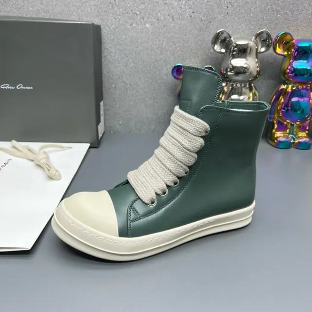 Dark Green and Cream High-Top Zipper Boots 5