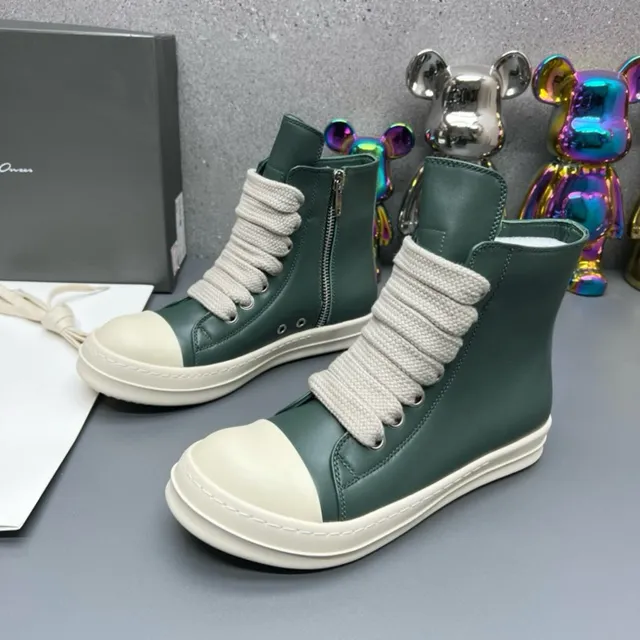 Dark Green and Cream High-Top Zipper Boots 6