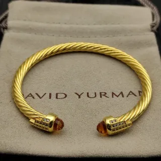 David Yurman Cable Classics سوار ذهبي برتقالي نهاية حجر مضفر
