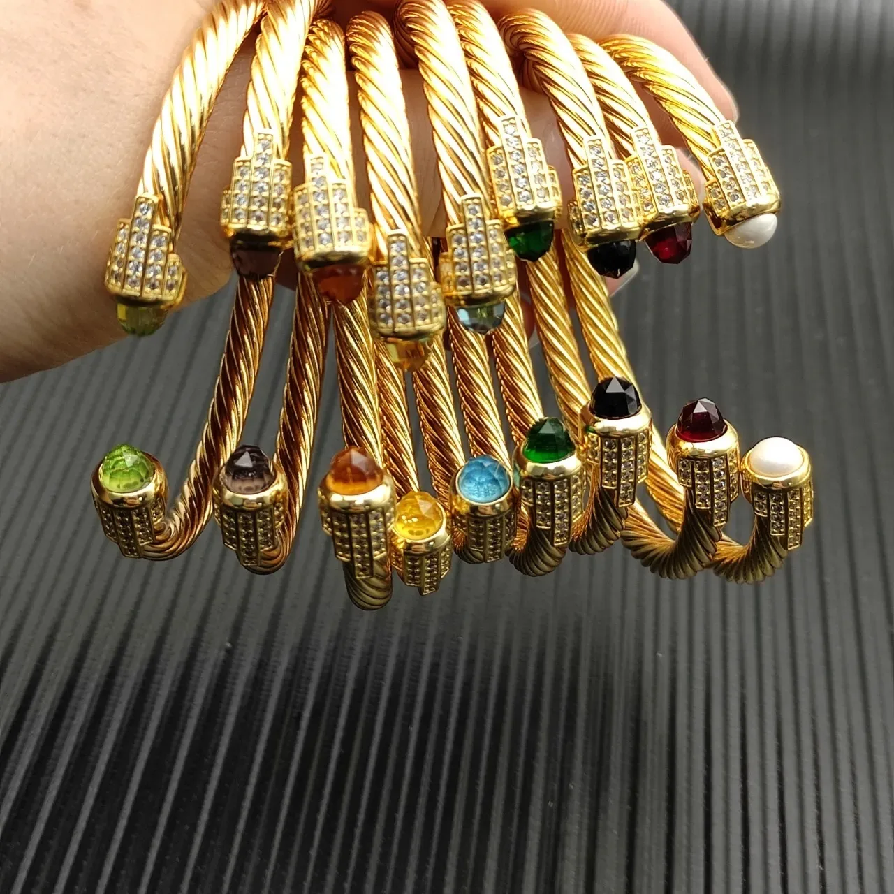 David Yurman Cable Classics Gold Orange Twisted Gemstone-Terminal Bracelet 2