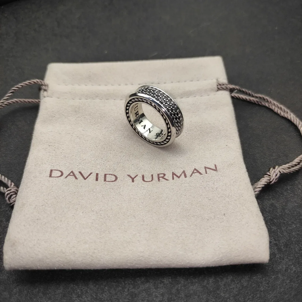 David Yurman Cable Classics Silver Black Multi-Band Ring 7