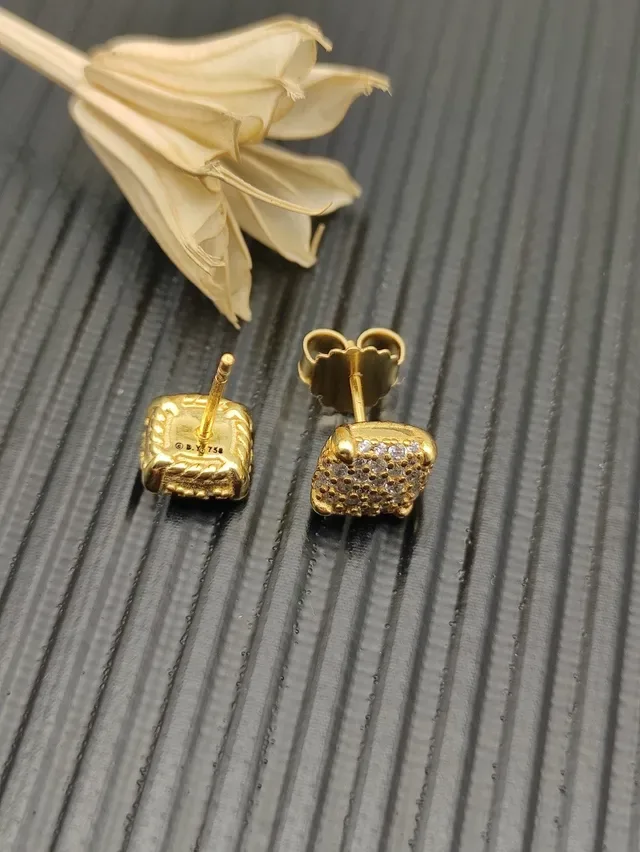 David Yurman Gold-Tone Pavé Square Stud Earrings 2